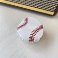 Detailed view of baseball-shaped hair claw clip with realistic red stitching textures - Large Baseball-White (7.9cm)