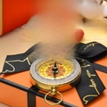 Golden compass for husband to wife in orange gift box with Love You ribbon - To My Wife