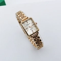 Orologio donna rettangolare dorato elegante con cinturino in acciaio e diamanti - Oro rosa