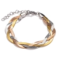 Three-tone braided snake chain bracelet in gold, silver, and rose gold with lobster clasp - Triple Layer Woven Bracelet / Three Colors
