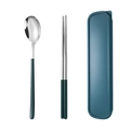 304 stainless steel cutlery set with dark green handles and matching storage case - Green Silver Spoon Chopsticks 2-piece Set
