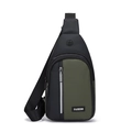 Business crossbody chest bag for men in black and olive green water-resistant nylon - D-180 Style / Army Green