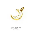 Gold moon charm with zircon inlay for jewelry making, size 9x12mm, weight 0.58g - Crescent Moon