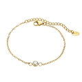 Minimalistisches 18K vergoldetes Edelstahl-Armband mit einem runden Zirkonia-Stein - Gold