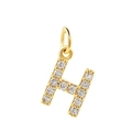 18k gold plated letter H pendant with micro-pave zircons for DIY jewelry making - Gold-H