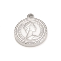 Silver Queen Elizabeth II relief coin pendant in high-quality polished stainless steel - Silver