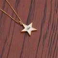 Collar de cadena dorada con colgante de estrella en esmalte blanco y motivo de ojo - Ojo de la Suerte Blanco