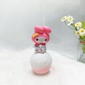Pink My Melody LED night light figure on a round base sitting on white plush fur - Pink Melody