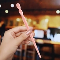 Pink marble texture twisted acetate hair pin elegantly held to show the glossy finish - 14# Pink Marble