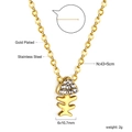 Vergulde roestvrijstalen visgraat hanger ketting met schitterende witte zirkoon steen - Gouden Visgraat Stijl (NE2C0202G)