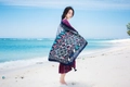 Ethnic bohemian beach shawl with vibrant red floral print and lightweight fabric - Style 17-Red Blue Green Ethnic Print / 180cm