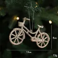 Décoration de Noël vélo doré scintillant pour sapin avec cordon argenté 13x8cm - Bicyclette