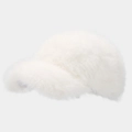 Gorra de béisbol de invierno para mujer en piel sintética blanca gruesa y cálida - Ajustable / Blanco
