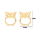 Detailed size view of gold owl stud earrings with 9mm height and 10mm width dimensions - 273 Owl / Gold