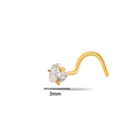 3mm heart shaped clear zircon nose stud with golden stainless steel curved bar - Heart / Gold