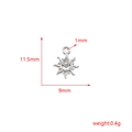 Vue détaillée du support de pendentif soleil argenté avec dimensions 11,5mm x 9mm et 0,4g - Forme Soleil (3#)