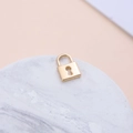 Golden plated padlock pendant charm with keyhole detail for DIY jewelry making - 8#-Simple Padlock