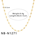 Collier multi-rangs doré avec étoile en acier inoxydable et chaîne de 40cm plus 5cm de long - Style Étoile Creuse (NB-N1271)