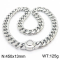 Collana cubana da uomo argento 13mm con chiusura diamantata, lunga 450mm e pesa 125g - 75cm / Color Acciaio