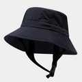 Detail of navy sun hat featuring breathable mesh vents and adjustable chin strap with buckle - M(56-58cm) / Navy Blue