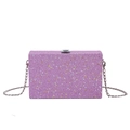 Rosa Glitzer-Box-Clutch mit Sternen-Pailletten und silberner Kettenriemen - Lila