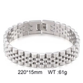 Silver 15mm stainless steel watch band bracelet with five-link chain and H-clasp - Steel Color (KB151988-KFC)