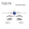 Face and body jewel stickers with iridescent rhinestones and pearls in a crown design - Blue Gem Crown (DA-24-2)