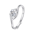 Eleganter Ring aus 925er Sterlingsilber, Augen-Design mit 0,5ct Moissanit Solitär-Stein - US 5 / Moissanit (D-Farbe)