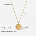Collier en acier inoxydable plaqué or 18K avec pendentif étoile lune et gemmes - Doré