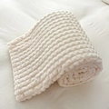 Coperta spessa in velluto di latte bianco crema con morbida trama a nido d'ape e calda - Griglia Tagliata Bianco Crema / 100*150CM Coperta