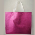 Magenta laser non-woven shopping bag with metallic texture and white reinforced handles - 28Hcm*32*12 / Rose Red