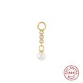 Anhänger aus S925 Sterlingsilber vergoldet mit weißer Perle und drei Zirkonia Steinen - Gold Perle Drei Zirkone (#11)