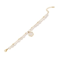 Elegant gold chain bracelet with irregular white pearls and flower charm in gold finish - Flower Style (1#Flower)