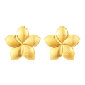 Macro shot of gold floral earrings featuring textured petals and polished metallic finish - Flower Stud Earrings Gold (MS-625) / Gold