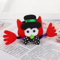 Christmas owl plush slap bracelet in red with black top hat on book background - AA3-12 Red Face Black Hat (Halloween LED)