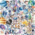 Set of 50 waterproof cartoon astronaut PET stickers for laptop and journal decoration - Space Astronaut Series (SLP202)