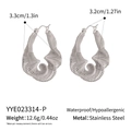 Detailed view of silver spiral irregular geometric earrings with precise measurements - Silver (YYE023314-P)
