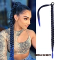 Black and blue gradient synthetic wrap ponytail extension with 80cm long braided style - Black Blue Gradient (SW244-1B/4207)