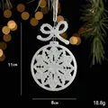 White glitter snowflake ornament with bow and silver string for Christmas decor, 11x8cm - Bow Pendant Style 3