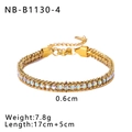 Detalle de pulsera en acero inoxidable chapado en oro 18k con cristales de colores - Estilo Circonita Aurora (NB-B1130-4)