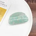 Mint green acetate shark hair claw clip with marble texture for elegant styling - Semi-circular Cyan