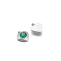 Ciondolo a forma di cuore in argento con pietra verde incastonata su sfondo bianco - 6mm / Cuore Acciaio Verde