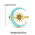Detailed view of gold sun moon ring showing 1.8cm outer diameter and 2g weight - Open Ring / Sky Blue