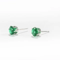 Titanium steel six-prong stud earrings featuring vibrant round-cut green cubic zirconia - Green