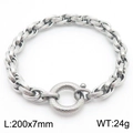 Polished silver stainless steel chain bracelet with a textured spring ring clasp - Silver Rolo Chain Bracelet (KB181455-Z)