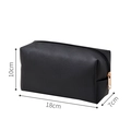 Black PU leather cosmetic bag 18x7x10cm textured rectangular makeup organizer - Octagonal Pouch / Small (18x10x7cm) / Black