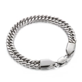 Polished silver cuban link necklace with lobster clasp made of titanium steel for men - Bracelet / Steel