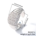Detailed view of silver ring dimensions with clear measurements and micro-paved zircons - Silver Style (R02327-1)