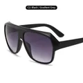 Fashion oversized black square sunglasses with double gray gradient lenses for sun protection - Matte Black Frame Gradient Gray Lens