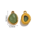 Vergoldeter Edelstahlanhänger in Tropfenform mit smaragdgrünem Stein 18x12mm - Smaragdgrün